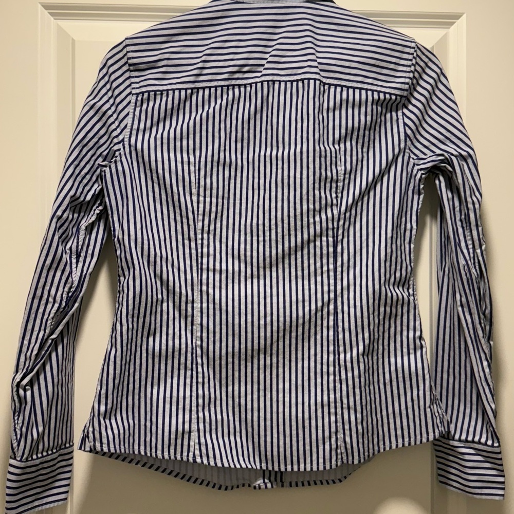Carolina Herrera Navy and White Striped Top